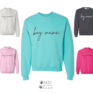 Boy Mama Crewneck Sweatshirt | Gray Blue Pink Adult Shirt | Mom Gift Boy Mom Girl Mom | Mama T-Shirt Soft | Mothers Day Gift Gender Reveal