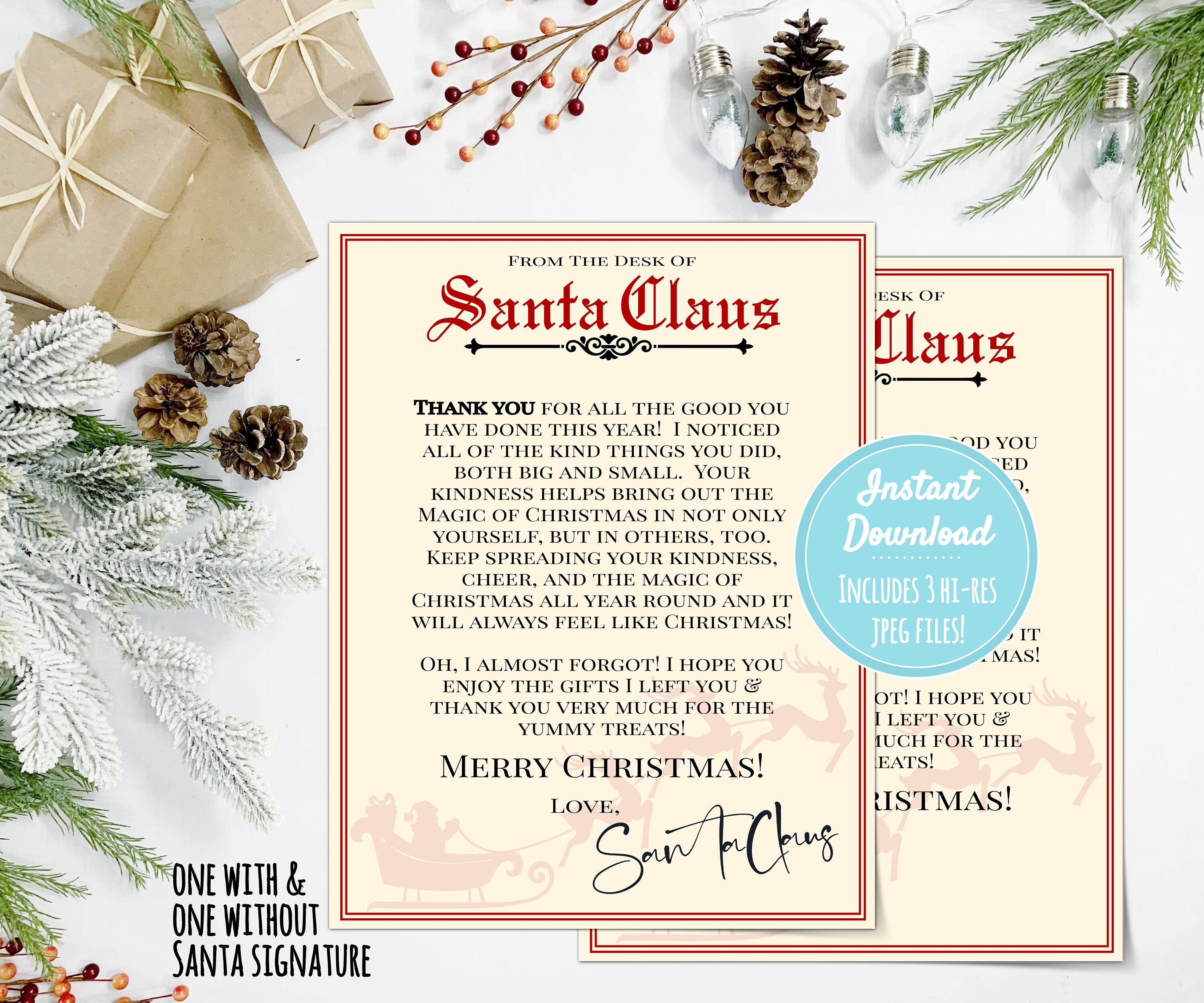 Letter From Santa Print at Home | INSTANT DOWNLOAD | Santa Claus