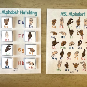 Learn, Teach American Sign Language Letter Matching Game| ASL Alphabet |DIGITAL DOWNLOAD| abc Sign Language | Toddler Activity Kids Learning