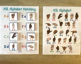 Learn, Teach American Sign Language Letter Matching Game| ASL Alphabet |DIGITAL DOWNLOAD| abc Sign Language | Toddler Activity Kids Learning