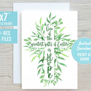 Een van de grootste geschenken van Pasen is Hope 5x7 afdrukbare wenskaart | Pasen Decor Paaskaart Lente | Digitale download print thuis