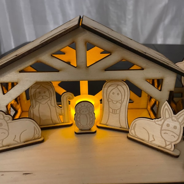 Wooden Nativity Set Toys Etsy