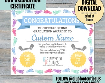 Boots-n-Bar Graduation Certificate DIGITAL DOWNLOAD | Clubfoot Cuties BNB Graduate Gift | Clubfoot Baby Boots | Ponseti| Graduation Party