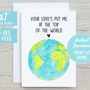 seu amor pôr-me no topo da canção do mundo 5x7 imprimível cartão comemorativo | Dia das Mães, obrigado, aniversário, presente de dia dos namorados | Imprimir em casa