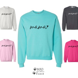 MAMA Crewneck Sweatshirt | Gray Blue Pink Adult Cozy Shirt | Mom Gift Boy Mom Girl Mom | Mama T-Shirt Soft | Mothers Day Gift Pregnancy