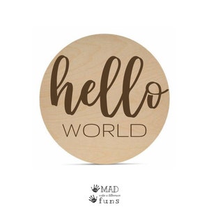 Jalons du mois de bébé, cartes d'étapes mensuelles pour bébé en bois, photos neutres arc-en-ciel nouveau-né bébé garçon fille, cadeau papa maman, disques Hello World