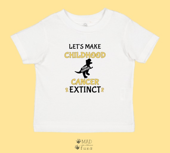 Team Georgie Ribbon Dinosaur T-Shirt | White or Gray Adult, Toddler Shirt,  Baby Onesie| Survivor Fighter Childood Cancer Patient Family Gift