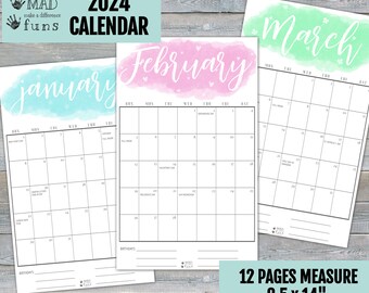 Kalender 2024 | Maandkalender | 8,5 x 14" kalender met afzonderlijke pagina's | Wandbureau Travel Mini Planner Organizer Schedule | MADFuns