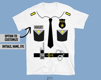 Weinig politieagent aangepaste naam peuter shirt baby | Baby Cop-shirt | Politie-outfit voor kinderen | Politieagent kostuum | Politie verkleed