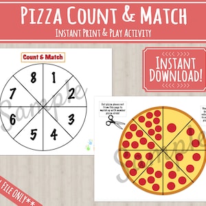Pizza Count and Match Activity | Printable | INSTANT DOWNLOAD | Preschool | Kindergarten | Homeschool | Learning | Pizza Math