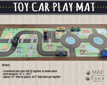 Hot Wheels Toy Car Play Mat, Printed and Laminated | Toy Car Track | Hotwheels MatchBox Car Race Track Travel | Community Town Game