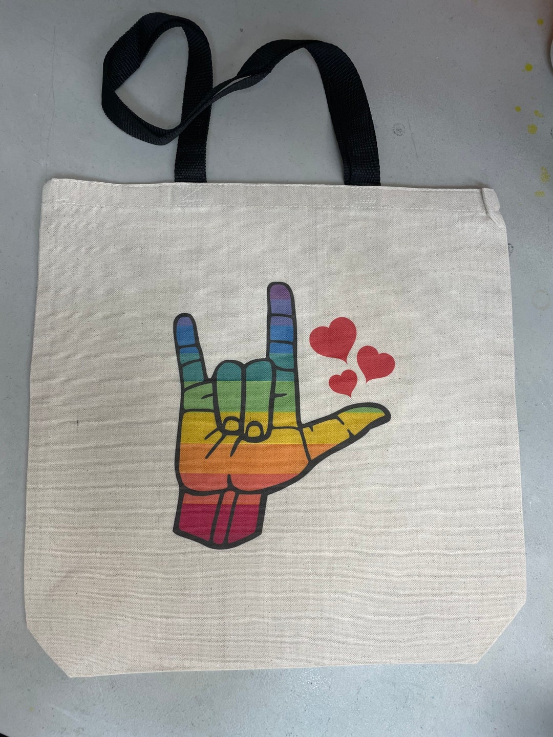American Sign Language Rainbow I Love You Tote Bag | ASL Love is Love ...