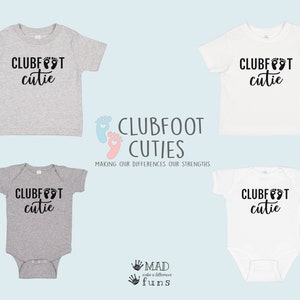 Klumpfuß Cutie Baby Shirt oder Erwachsenen Shirt | Weiß oder Grau Erwachsene oder Kleinkind Shirt, Baby Outfit | Klumpfuß Baby Geschenk | Fußabdruck Geschenk | Baby Füße