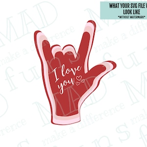 ASL SVG File | I Love You Red Pink Sign Language Hand Symbol SVG File | Digital Download | Valentines Day Deaf Interpreter | Scalable Vector