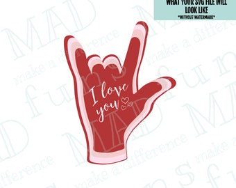 ASL SVG File | I Love You Red Pink Sign Language Hand Symbol SVG File | Digital Download | Valentines Day Deaf Interpreter | Scalable Vector