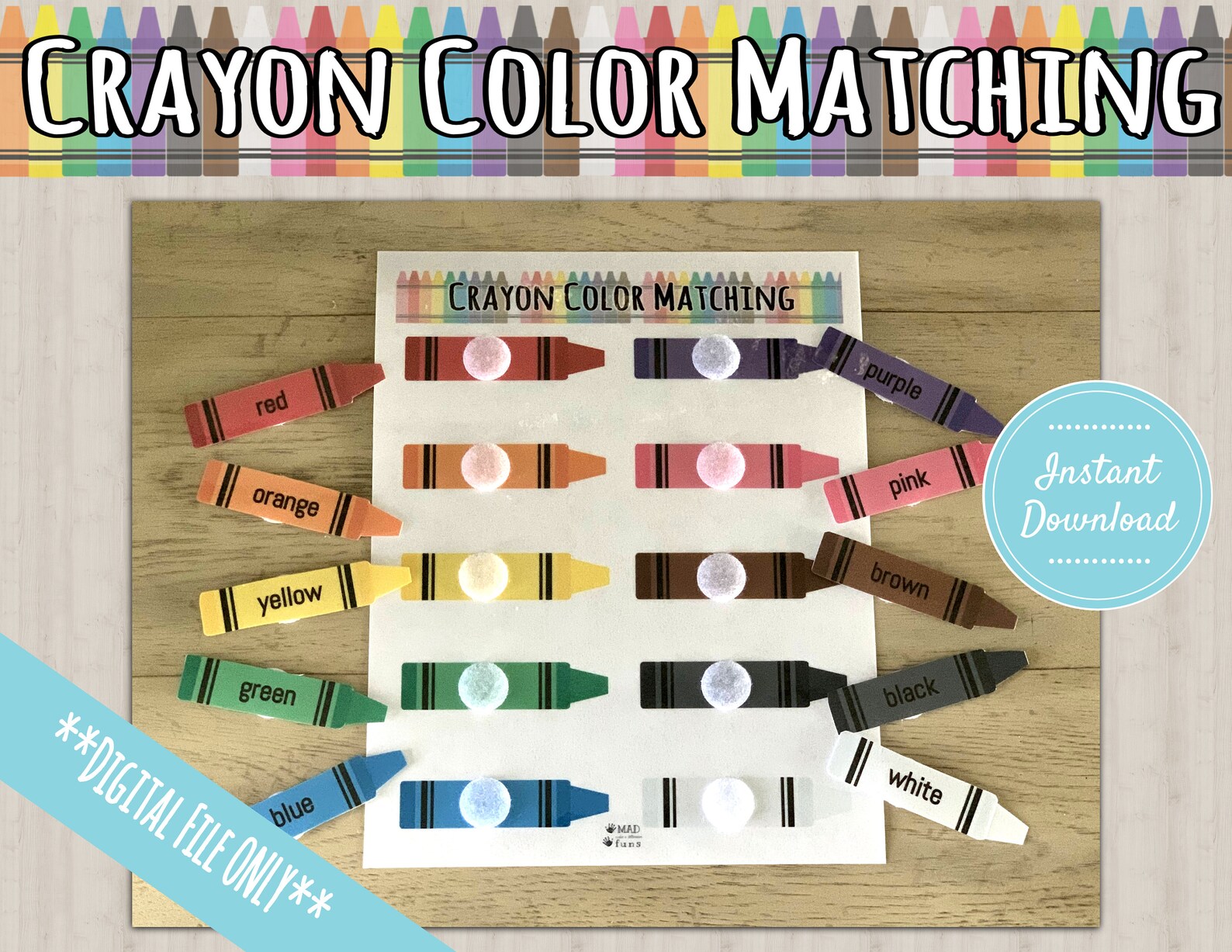 Color Matching Crayon Activity INSTANT PRINTABLE DOWNLOAD Etsy