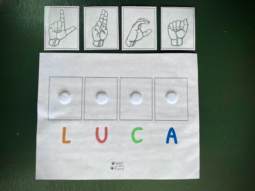 Learn Name, Teach American Sign Language Letter Matching Game ASL