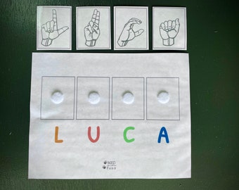 Learn Name, Teach American Sign Language Letter Matching Game| ASL Alphabet |DIGITAL DOWNLOAD| abc Toddler Activity Kids Learning