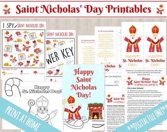 Saint Nicholas Day Printables | St. Nicholas Day Activity | St Nicholas Coloring Pages Prayer Cards | INSTANT DOWNLOAD | Christmas Party