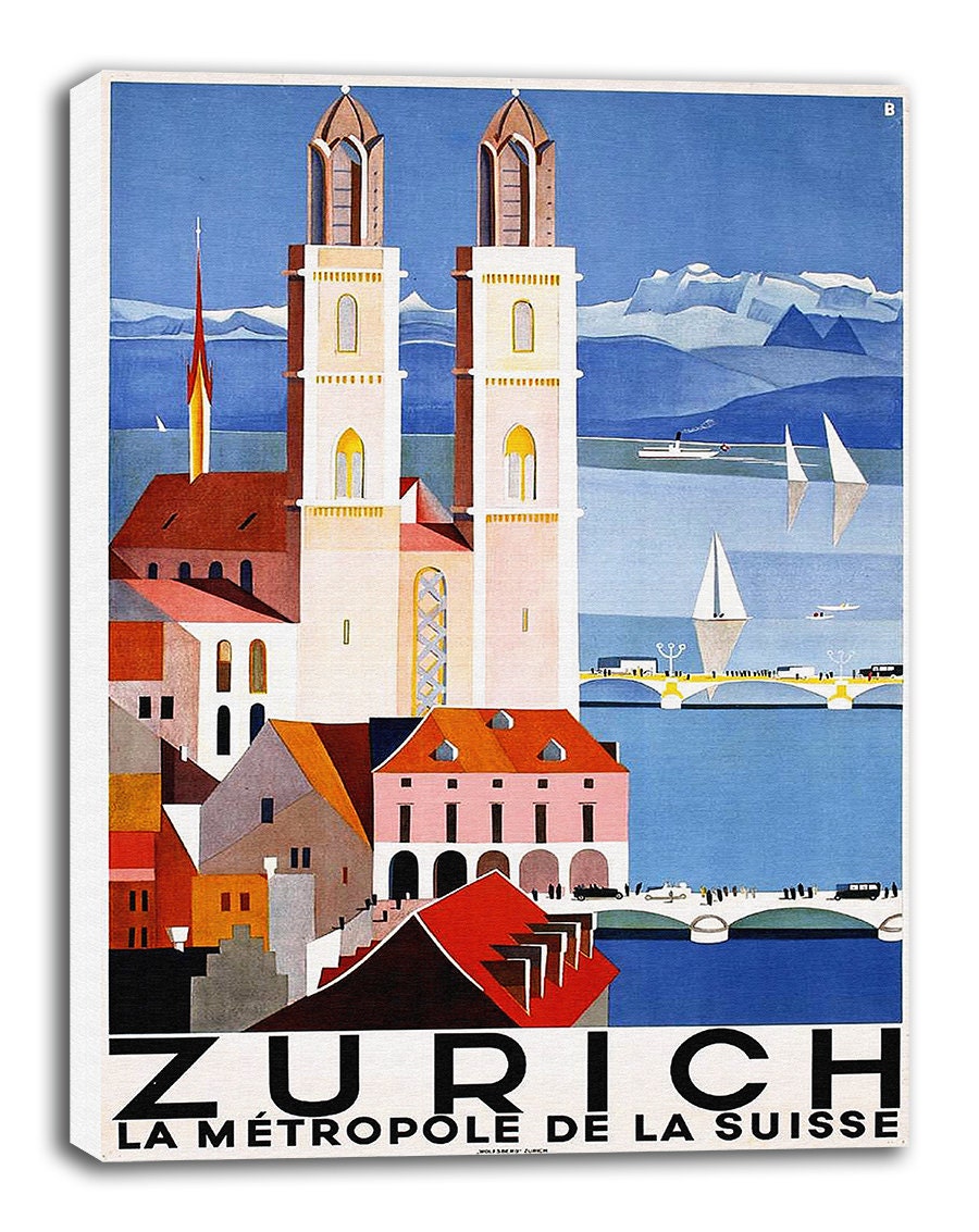  Zurich  Art Switzerland Travel Poster Vintage Home Decor  