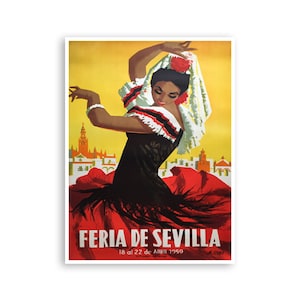 Seville Travel Poster Spain Festival Print Spanish Festival Art 1959 xr2708a