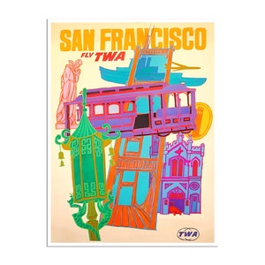 San Francisco Print SF TWA Travel Poster California Print xr4774
