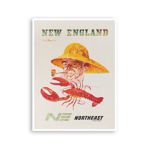 New England Poster Northeast Airlines Travel Art Lobster Print  xr3610a