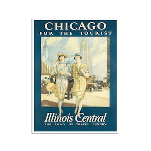 Chicago Art Illinois Central Travel Poster Vintage Print xr4530a
