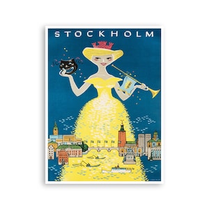 Stockholm Travel Poster Swedish Print Sweden Art xr1986a