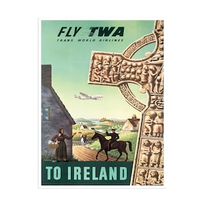 Ireland Painting Irish Art Print TWA Travel Poster  xr1835a