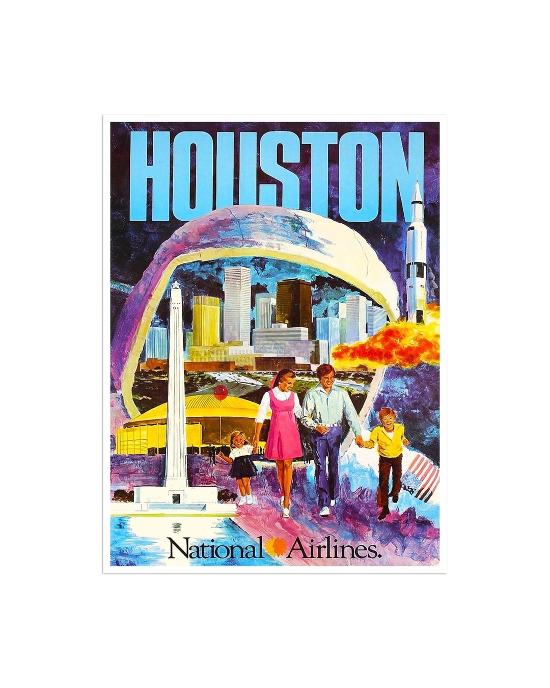 Texas Travel Poster Houston Vintage Home Decor Print Retro Xr1393 Etsy