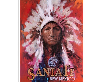 Santa Fe Poster New Mexico Art Vintage Travel Print xr4837