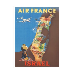 Israel Travel Poster Israeli Art Air France Print xr2412a