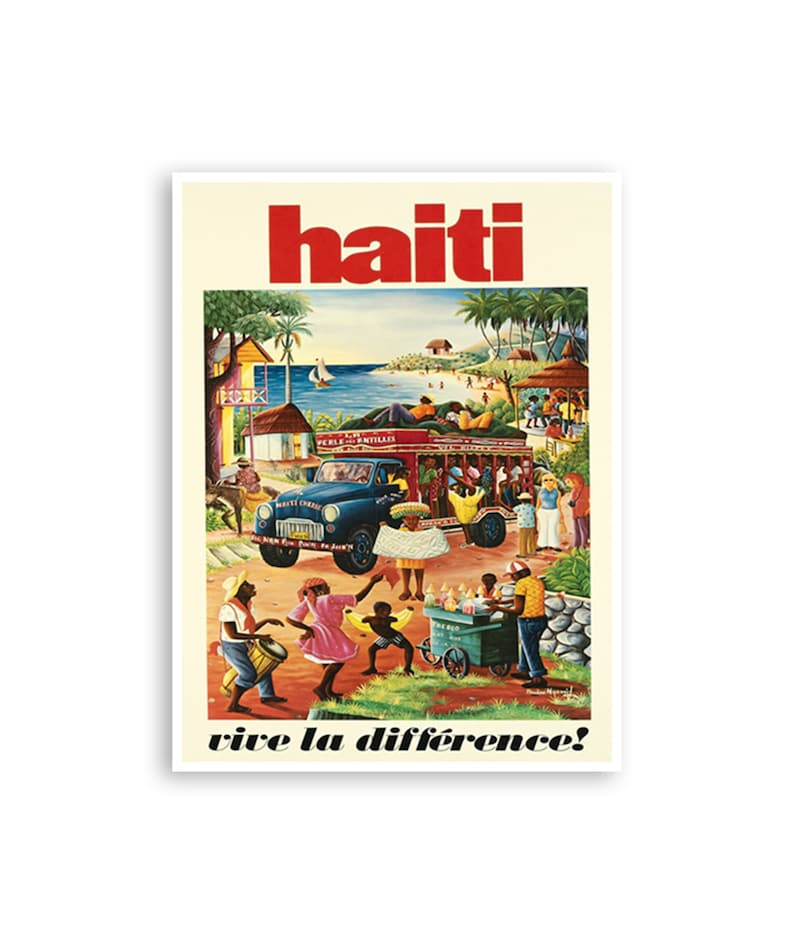 Haiti Wall Art Vintage Haitian Travel Poster Art Xr3475 Etsy