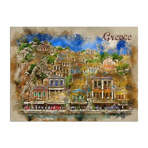 Greek Art Greece Travel Poster Watercolor Print  WB19a