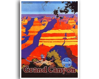 Grand Canyon Art Arizona Painting National Park Poster Santa Fe Railroad Print xr957a