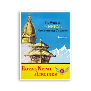 Nepal Print Nepali Art Asian Travel Poster Vintage Nepalese Decor XR4407