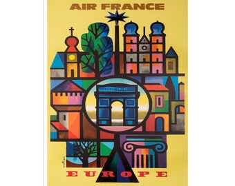 Europe Travel Poster European Art Air France Print xr1815a