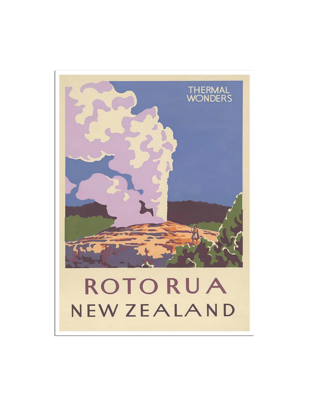 Vintage New Zealand Poster Travel Print Art Gift Hanging Wall