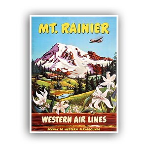 Mount Rainier Art Vintage National Park Poster Print Canvas Hanging Wall Decor xr736