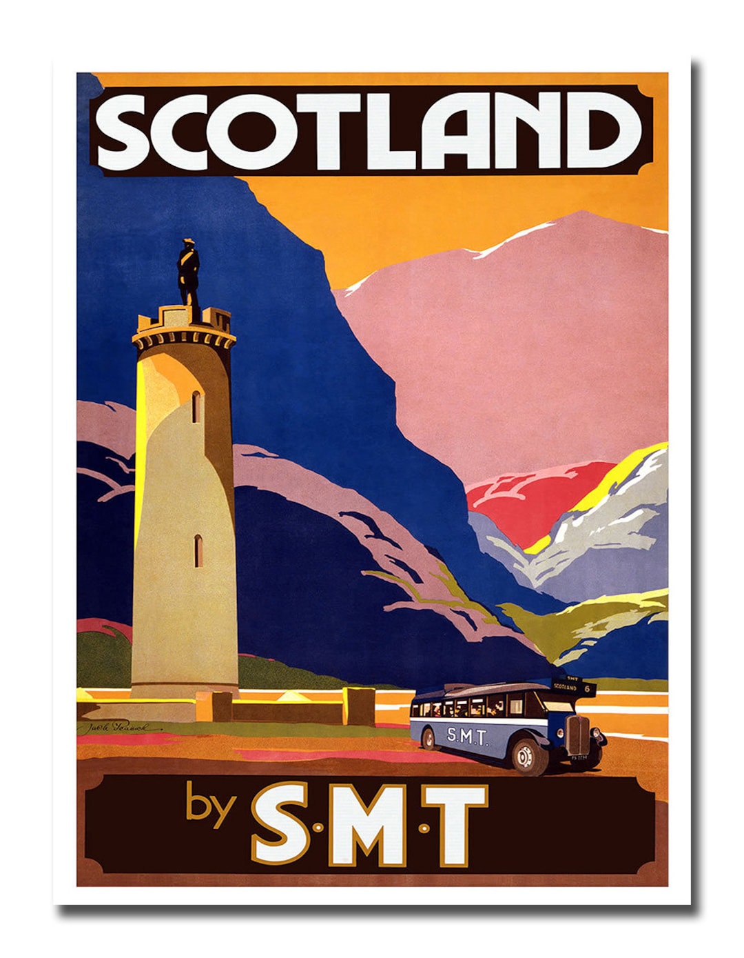 Scotland Print Travel Poster Vintage Art Canvas Decor Hanging Etsy