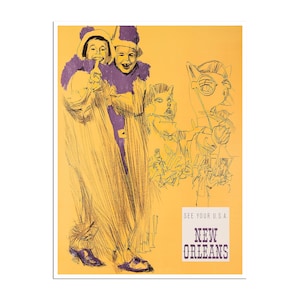 Mardi Gras Poster New Orleans Travel Art Print Louisiana Decor xr4111a