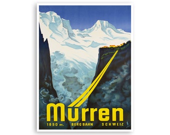 Murren Switzerland Art Print Travel Poster Swiss Gift Hanging Wall Decor xr3077