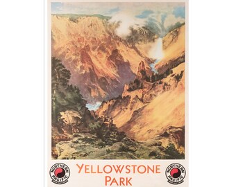 Yellowstone Painting National Park Print Southern Pacific Railroad Art XR2001a