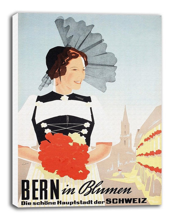 Bern Switzerland Travel Poster Swiss Vintage Art Canvas Print | Etsy Denmark