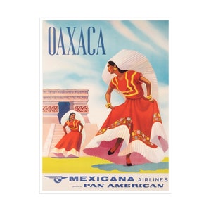 Oaxaca Art Mexico Travel Poster Mexicana Airlines Print xr1885a