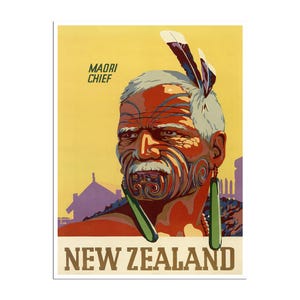 New Zealand Print Maori Painting Travel Poster Art XR89a