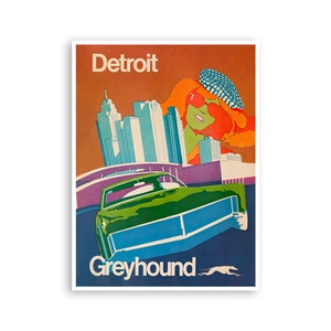 Detroit Travel Poster Michigan Art Print xr4070a