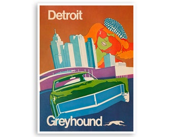 Detroit Travel Poster Michigan Art Print xr4070a