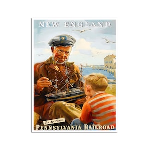 New England Print Travel Art Railroad Poster xr4467a